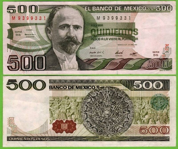 Mexico 500 Pesos 1981, P-75a.15 Prefix-BS VF