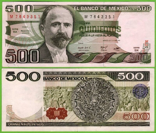 Mexico 500 Pesos 1981, P-75a.14 Prefix-BX XF
