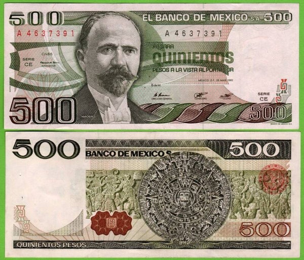 Mexico 500 Pesos 1982, P-75b.5 PRefix-CE XF