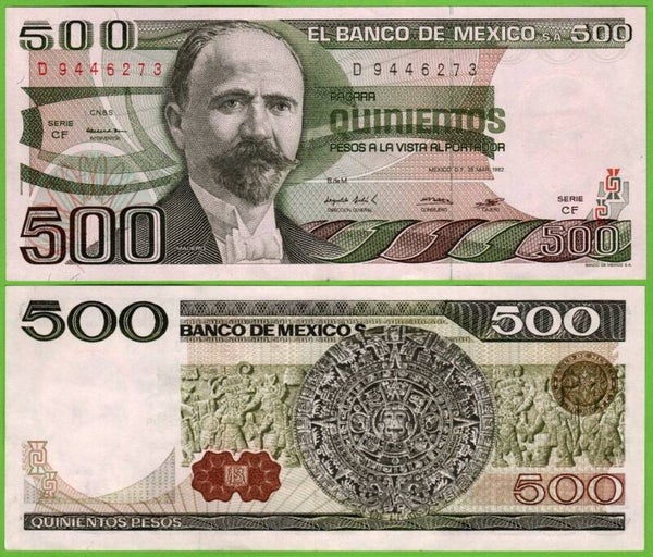 Mexico 500 Pesos 1982, P-75b.6 Prefix-CF XF