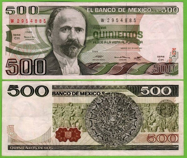 Mexico 500 Pesos 1982, P-75b.8 Prefix-CH XF