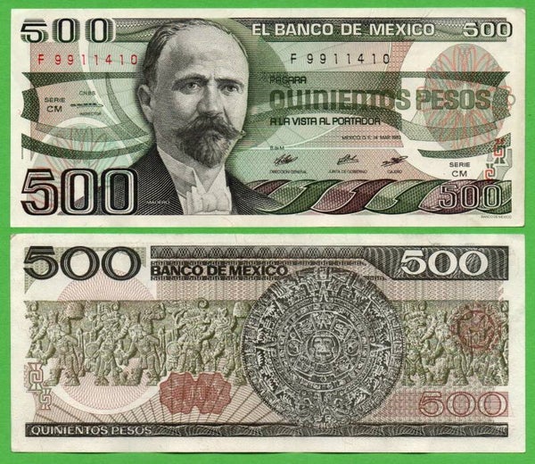 Mexico 500 Pesos 1983, P-79a.CM PRefix-CM Aunc