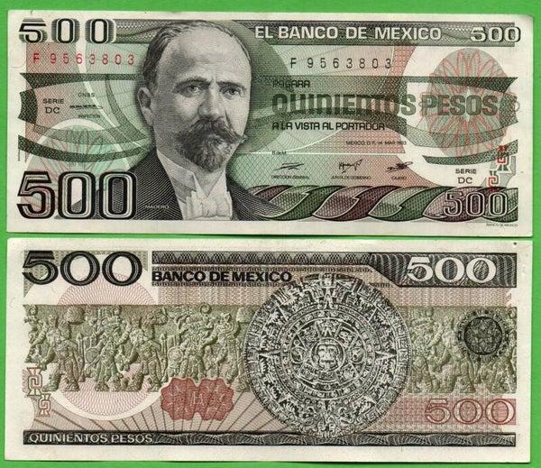 Mexico 500 Pesos 1983, P-79a.DC PRefix-DC Aunc