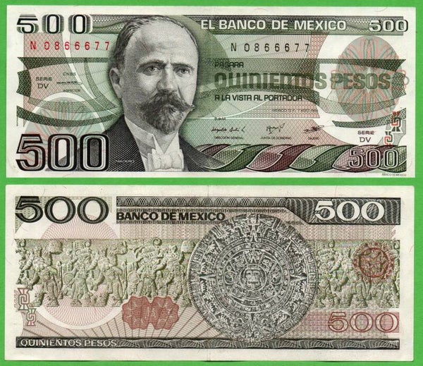Mexico 500 Pesos 1984, P-79b.DV PRefix-DV Aunc