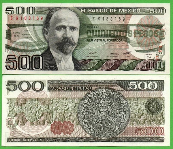 Mexico 500 Pesos 1984, P-79b.EA PRefix-EA Aunc