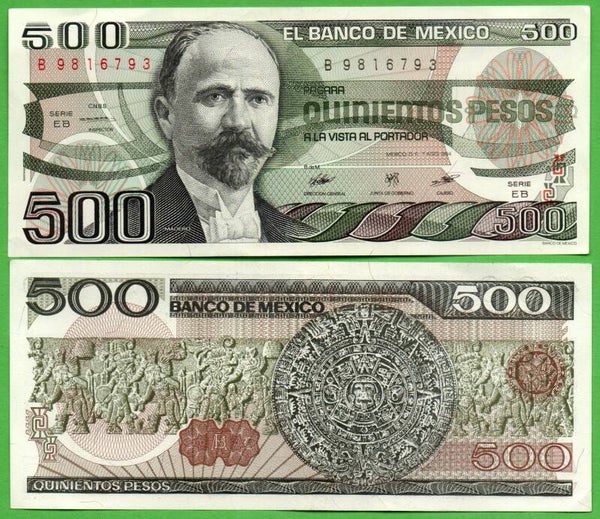 Mexico 500 Pesos 1984, P-79b.EB PRefix-EB Aunc