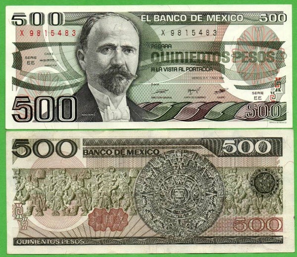 Mexico 500 Pesos 1984, P-79b.EE PRefix-EE Aunc