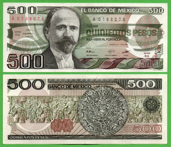 Mexico 500 Pesos 1984, P-79b.EG PRefix-EG Aunc
