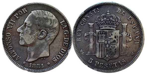 España 5 pesetas 1884 plata  (EUROPA)