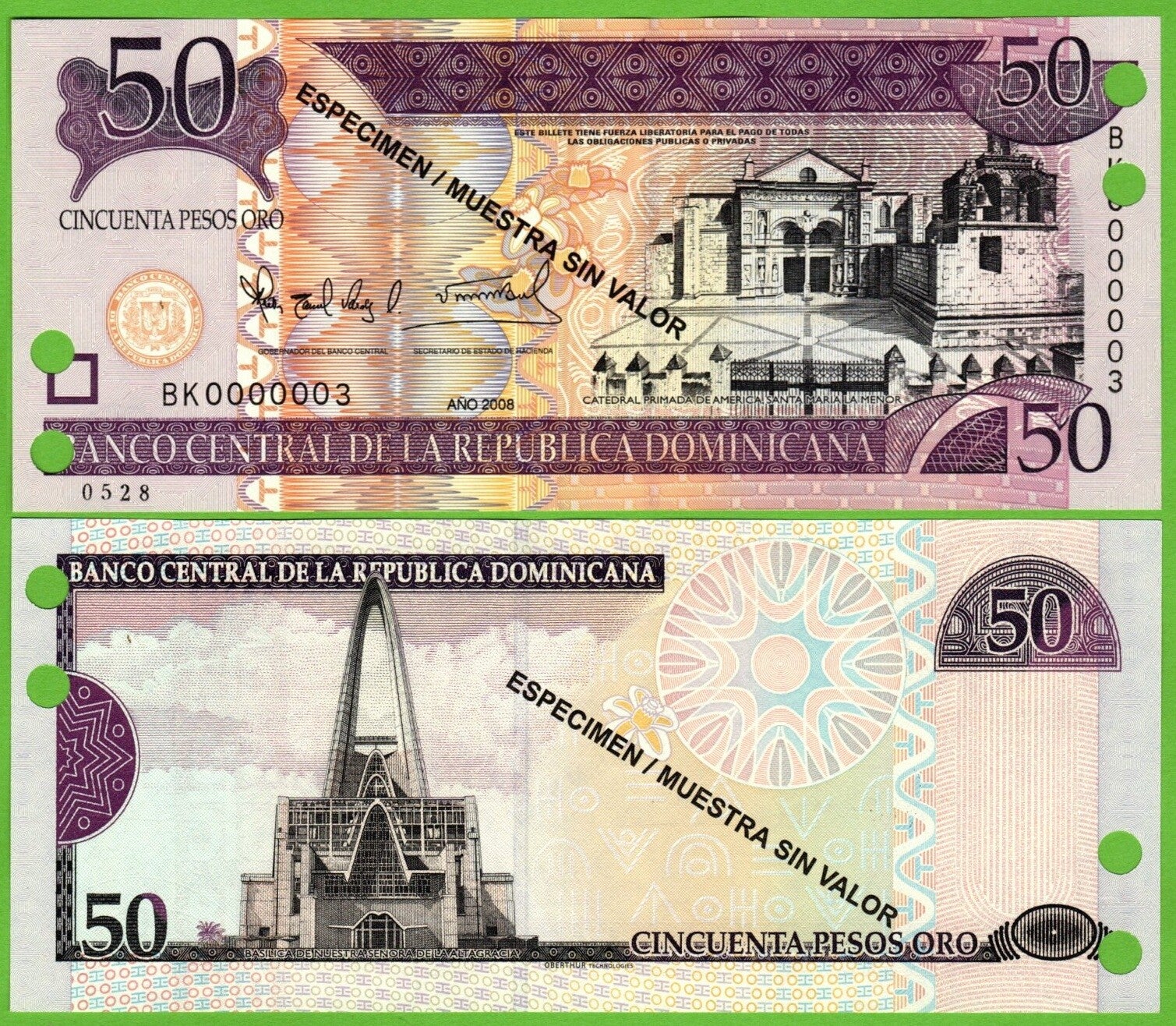 Republica Dominicana 50 pesos 2008, P-176, Especimen Unc