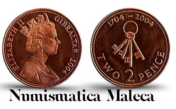 Gibraltar 2 Pence 2004, Km1044 Unc