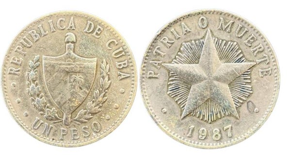Cuba 1 peso 1987 (patria o muerte )