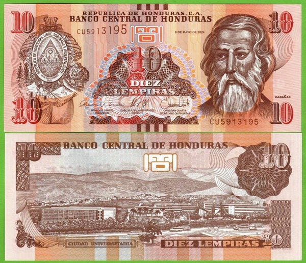 Honduras 10 Lempiras 2024, P-99f Radar 5913195 Unc