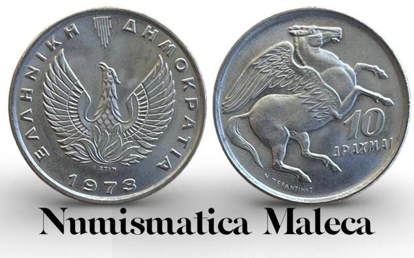 Grecia 10 Dracmas 1973, Km110 VF