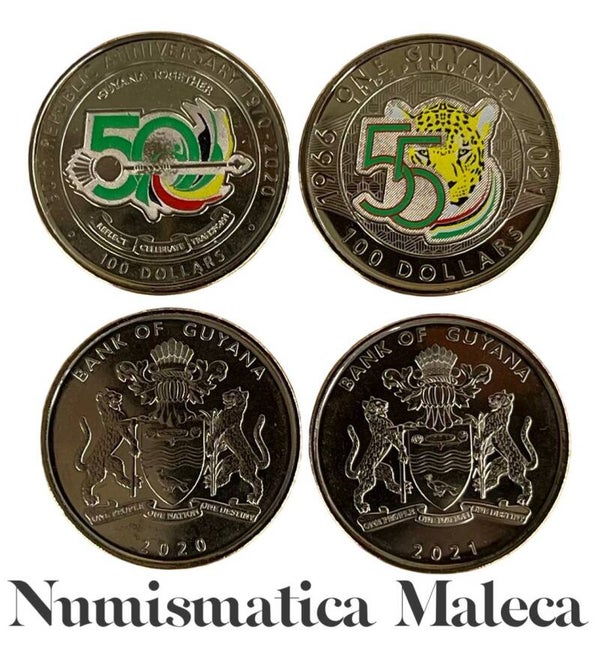 Guyana 100 Dollar 2021-22 Conmemorativas Unc