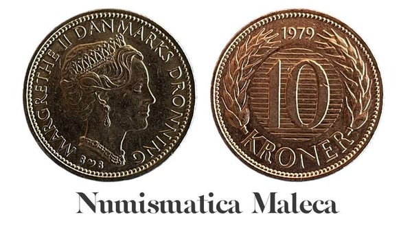 Dinamarca 10 Kronor 1979, Km864 Aunc