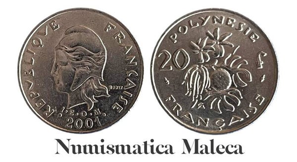 Polinesia Francesa 20 Francs 2001, Km9 Xf