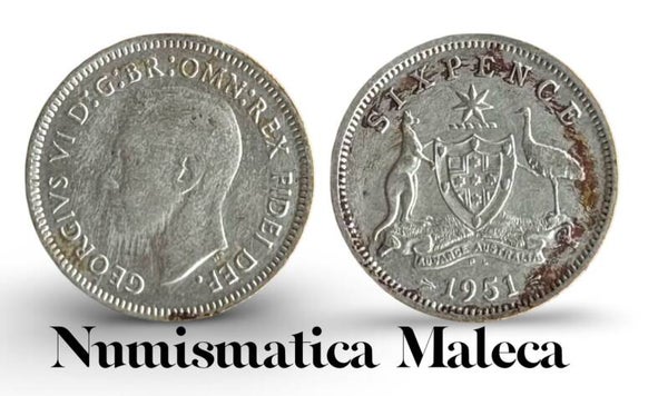 Australia 6 Pence 1951, Km45 Plata