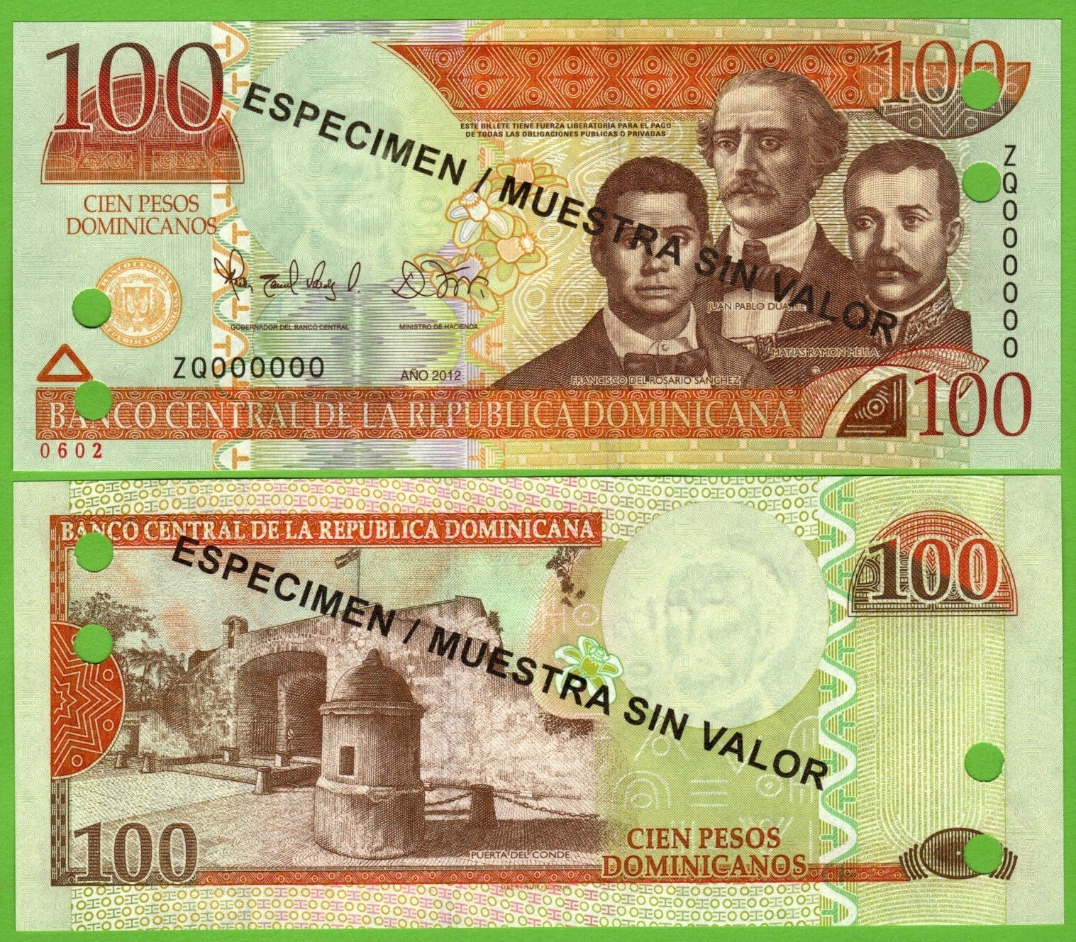 Republica Dominicana 100 pesos 2012, P-184s  Especimen
