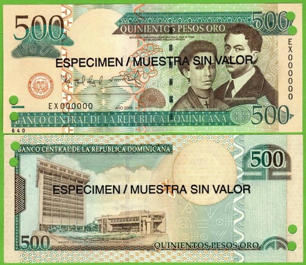 Republica Dominicana 500 pesos 2006, P-179s  Especimen