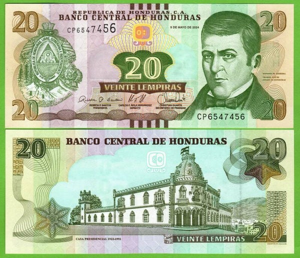 Honduras 20 Lempiras 2024, P-100F Radar 6547456 Unc