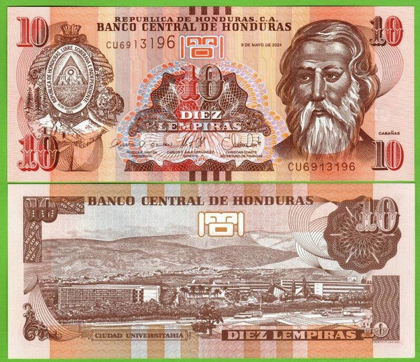 Honduras 10 Lempiras 2024, P-99f Radar 6913196 Unc