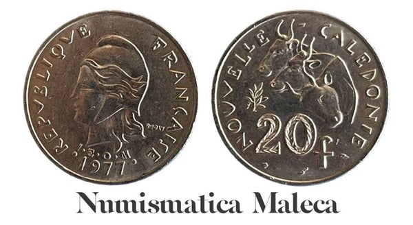 Nueva Caledonia 20 Francs 1977, Km12 Xf