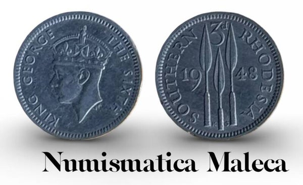 Rhodesia Del Sur 3 Pence 1948, Km20 XF