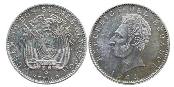 Ecuador 2 Sucres 1944 Plata (america)
