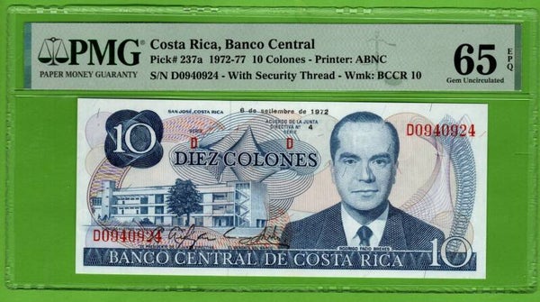 Costa Rica 10 Colones 2023, P-237a Unc PMG65
