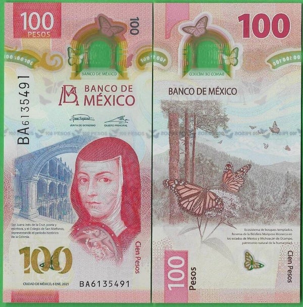Mexico 100 Peso 2021, P-new Prefix-BA Unc
