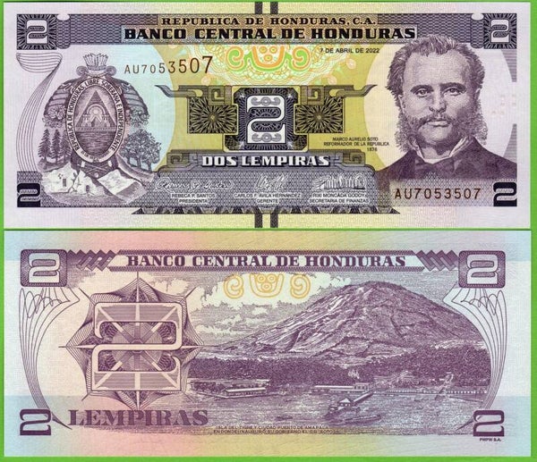 Honduras 2 Lempiras  2022, P-97e Radar 7053507 Unc