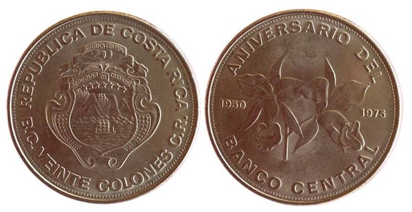 COSTA RICA 20 COLONES 1975 (AMERICA)