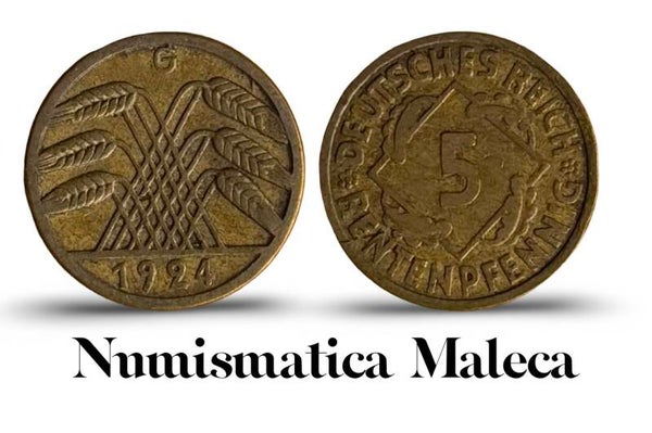 Almania Weimer 5 Pfenning 1924-G, Km39 VF