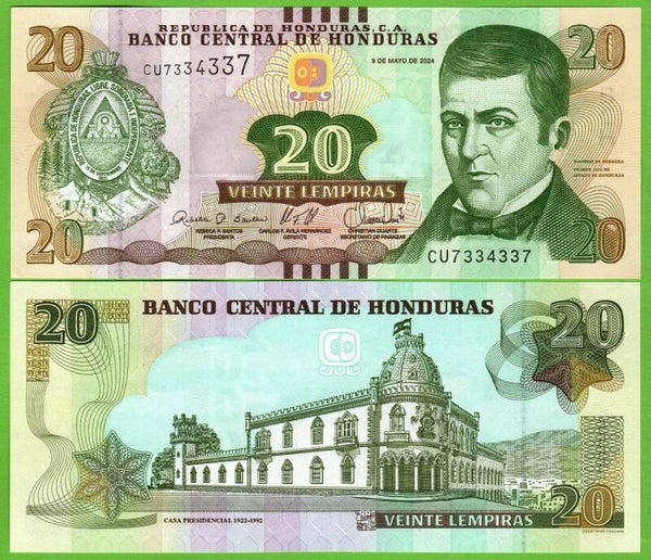 Honduras 20 Lempiras 2024, P-100F Radar 7334337 Unc