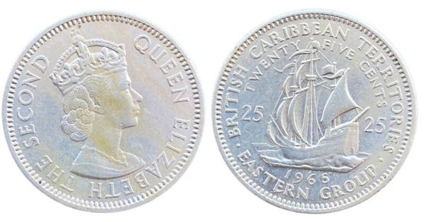 ESTADOS CARIBEÑOS DEL ESTE 25 CENTS 1965,  FINE