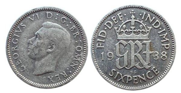 Inglaterra 6 Pence 1938 Plata (Europa)