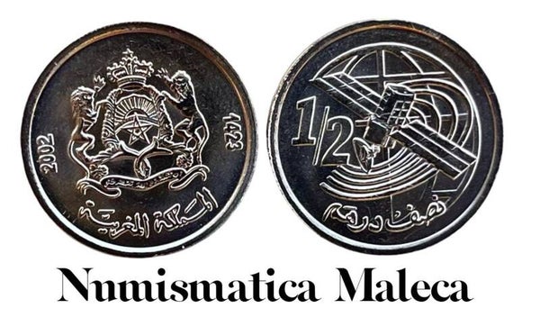 Marruecos 1/2 dirhams 2002, y116 Unc