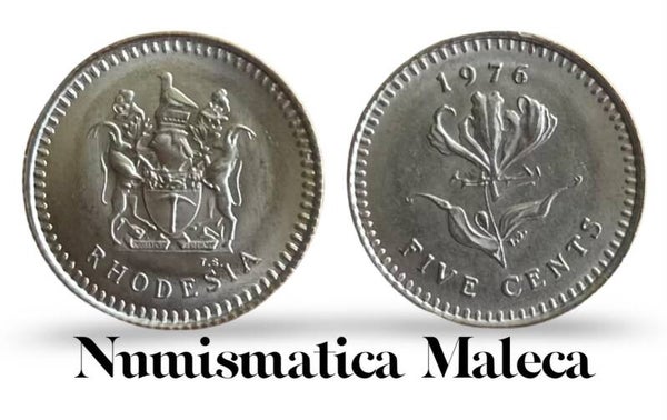 Rhodesia 5 Pence 1976, Km13 Aunc