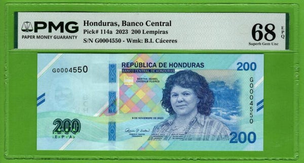 Honduras 200 Lempiras 2023, P-114a Unc PMG68
