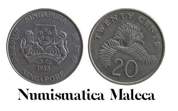 Singapore 20 Cents 1988, Km52 VF