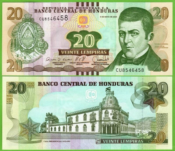 Honduras 20 Lempiras 2024, P-100F Radar 8546458 Unc