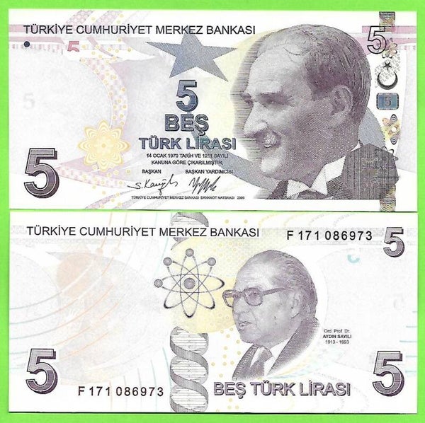 Turkia 5 Lira 2023, P-new Unc