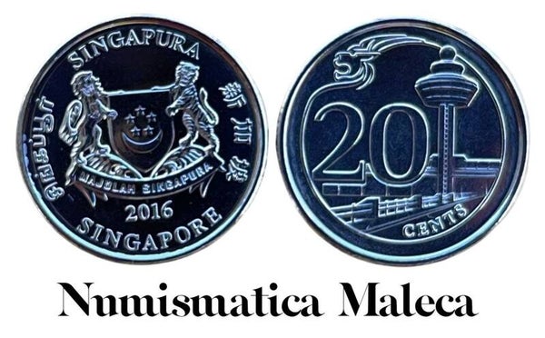 Singapore 20 Cents 2016, Km347 Unc