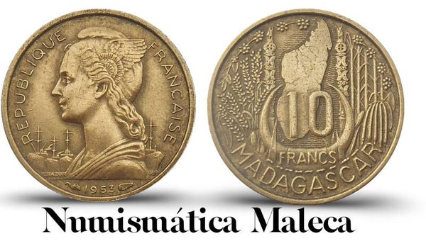 Madagascar 10 Francs 1953, Km6 XF