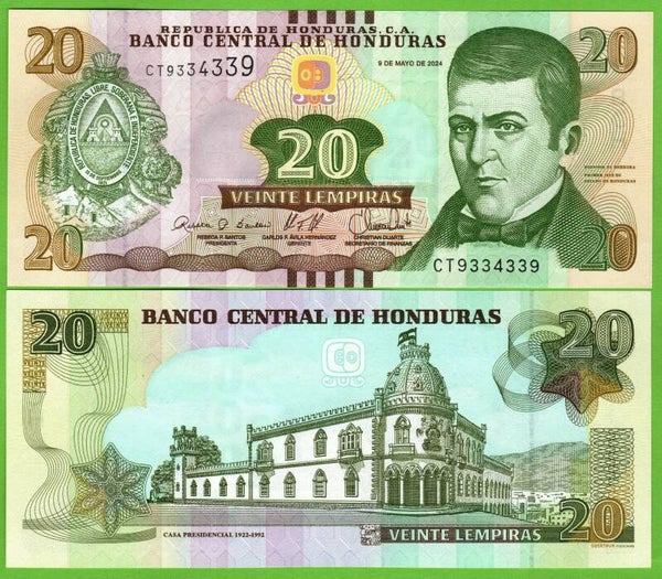 Honduras 20 Lempiras 2024, P-100F Radar 9334339 Unc