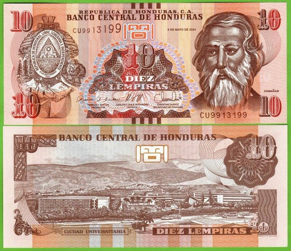 Honduras 10 Lempiras 2024, P-99f Radar 9913199 Unc