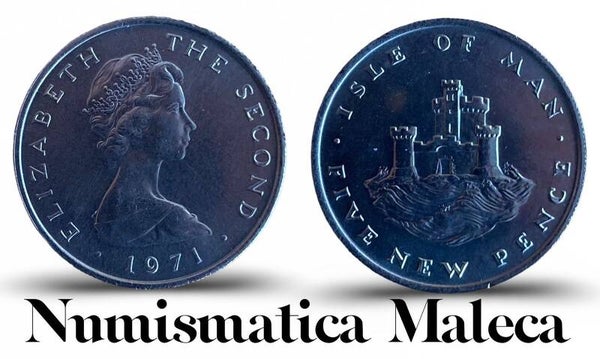 Isla Man 5 new Pence 1971, Km22 Unc