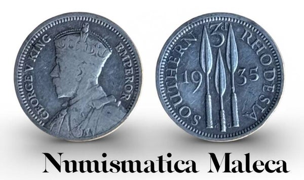 Rhodesia 3 Pence 1935, Km1 Plata