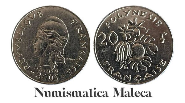 Polinesia Francesa 20 Francs 2003, Km9 Xf